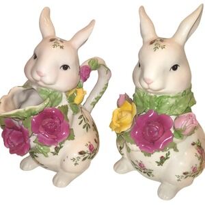 Royal Albert Old Country Roses Bunny Creamer Pitcher Sugar Bowl Set Vintage 1962